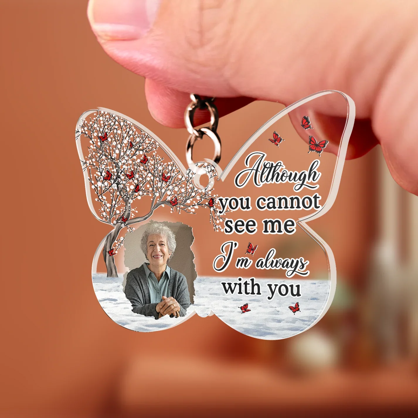 Your Wings Were Ready But My Heart Was Not - Personalized Acrylic Photo Keychain - Image 3