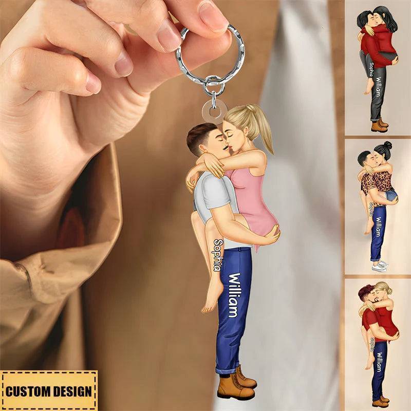 Embrace of Love - Personalized Kissing Couple Acrylic Keychain - Perfect for Valentine's & Anniversary Celebrations - Image 6