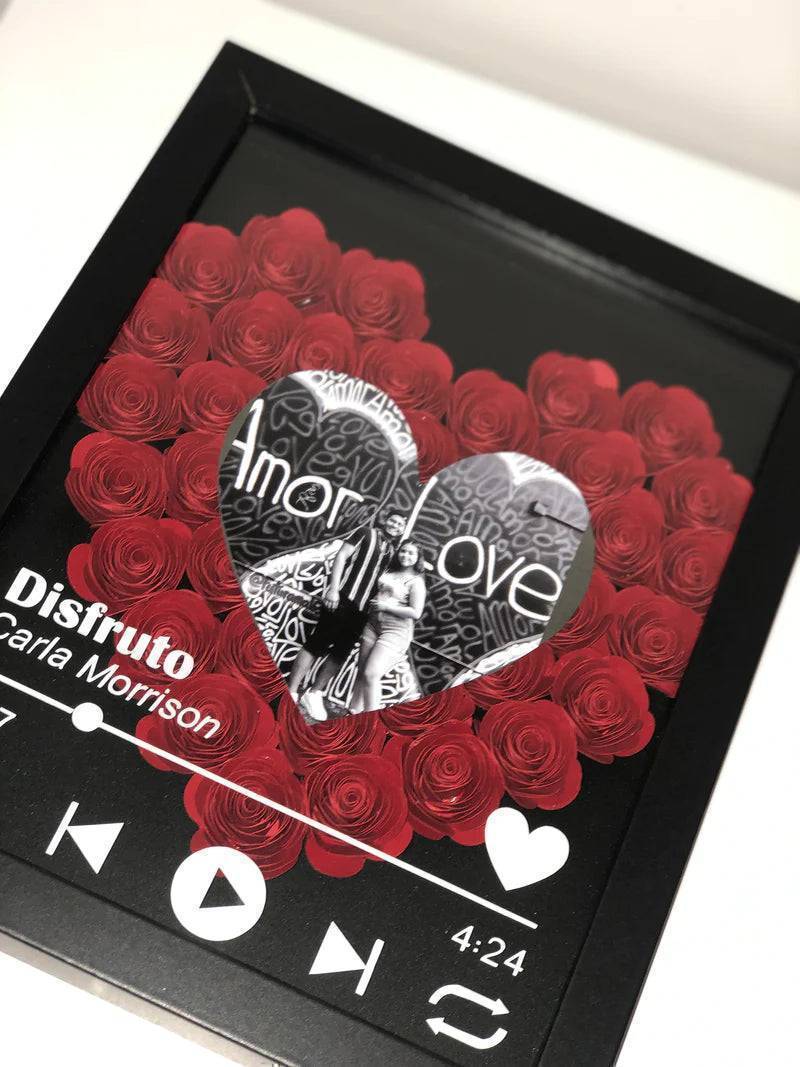 Love in Bloom - Personalized Heart-Shaped Flower Shadow Box with Photo - Ideal for Valentine's Day & Anniversaries - Image 10