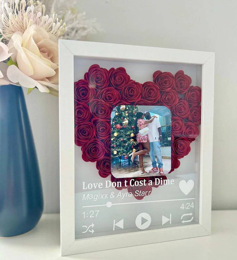 Love in Bloom - Personalized Heart-Shaped Flower Shadow Box with Photo - Ideal for Valentine's Day & Anniversaries - Image 16