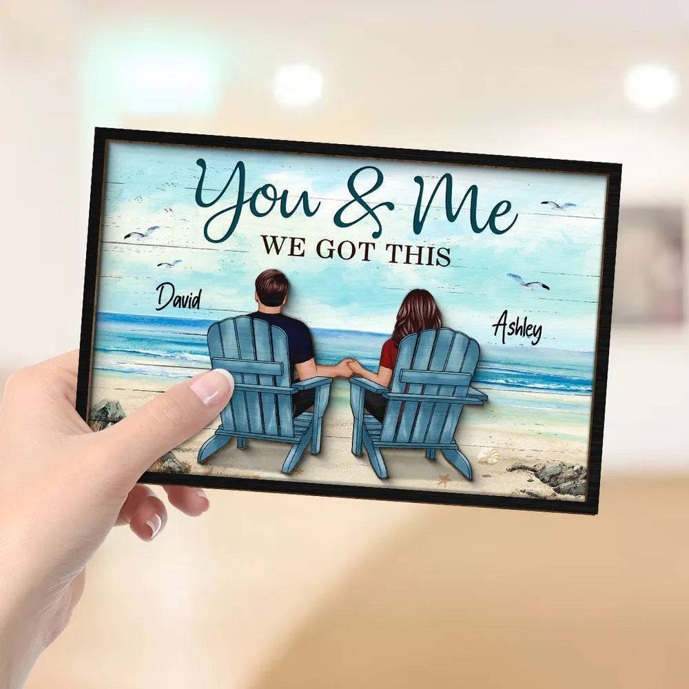 Seaside Memories - Personalized Vintage Beach Couple Wooden Plaque - A Timeless Anniversary Gift for Him & Her - Image 4