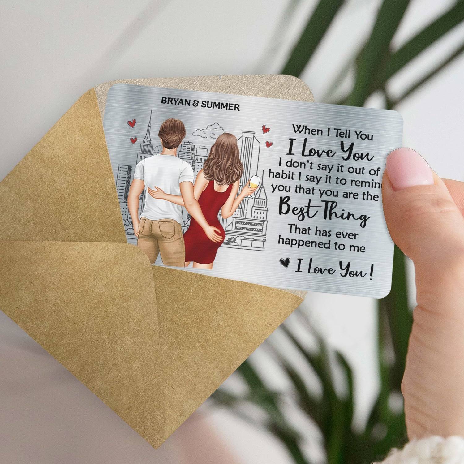 Personalized 'I Love You' Aluminum Wallet Card - Ideal for Anniversaries & Valentine's - Image 4