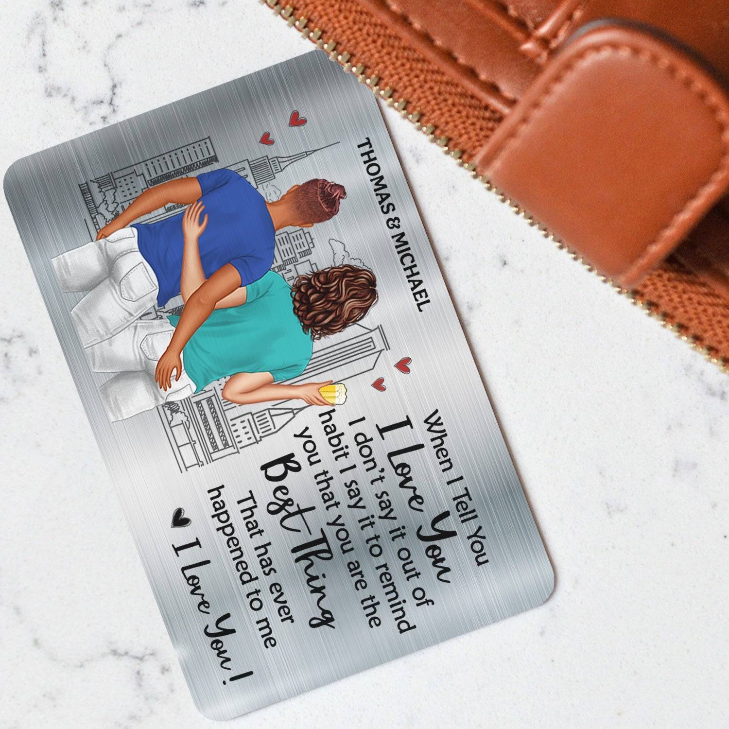 Personalized 'I Love You' Aluminum Wallet Card - Ideal for Anniversaries & Valentine's - Image 5