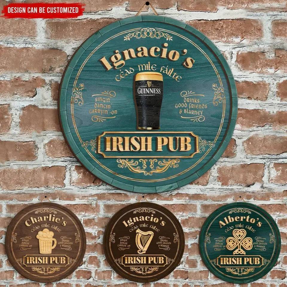 Personalized Irish Pub Clover Wooden Sign Round Green Bar Decor With Celtic Style Lettering Unique St. Patrick's Day Gift - Image 7