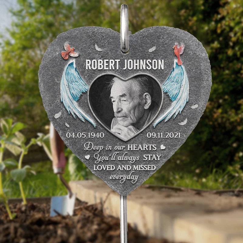 Forever In Our Hearts - Personalized Memorial Photo Garden Slate with Hook - A Touching Tribute & Sympathy Gift for Loved Ones - Image 2