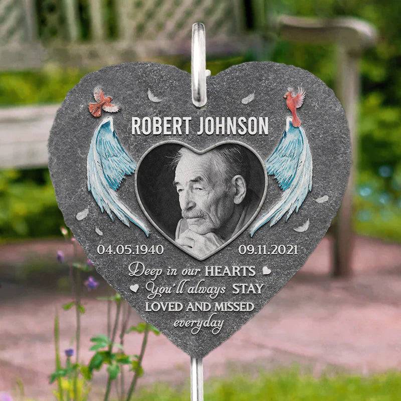 Forever In Our Hearts - Personalized Memorial Photo Garden Slate with Hook - A Touching Tribute & Sympathy Gift for Loved Ones - Image 3