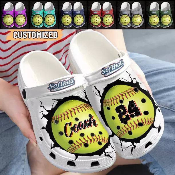 Softball And Baseball Personalized Name And Number Multicolor Clogs