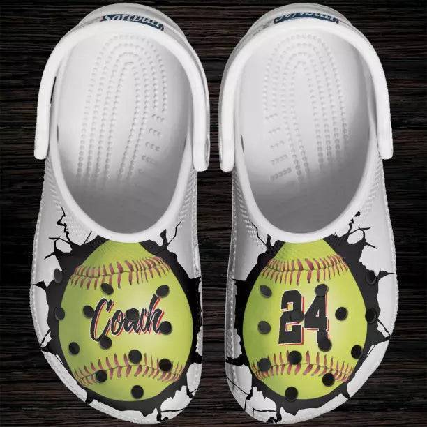 Softball And Baseball Personalized Name And Number Multicolor Clogs - Image 4