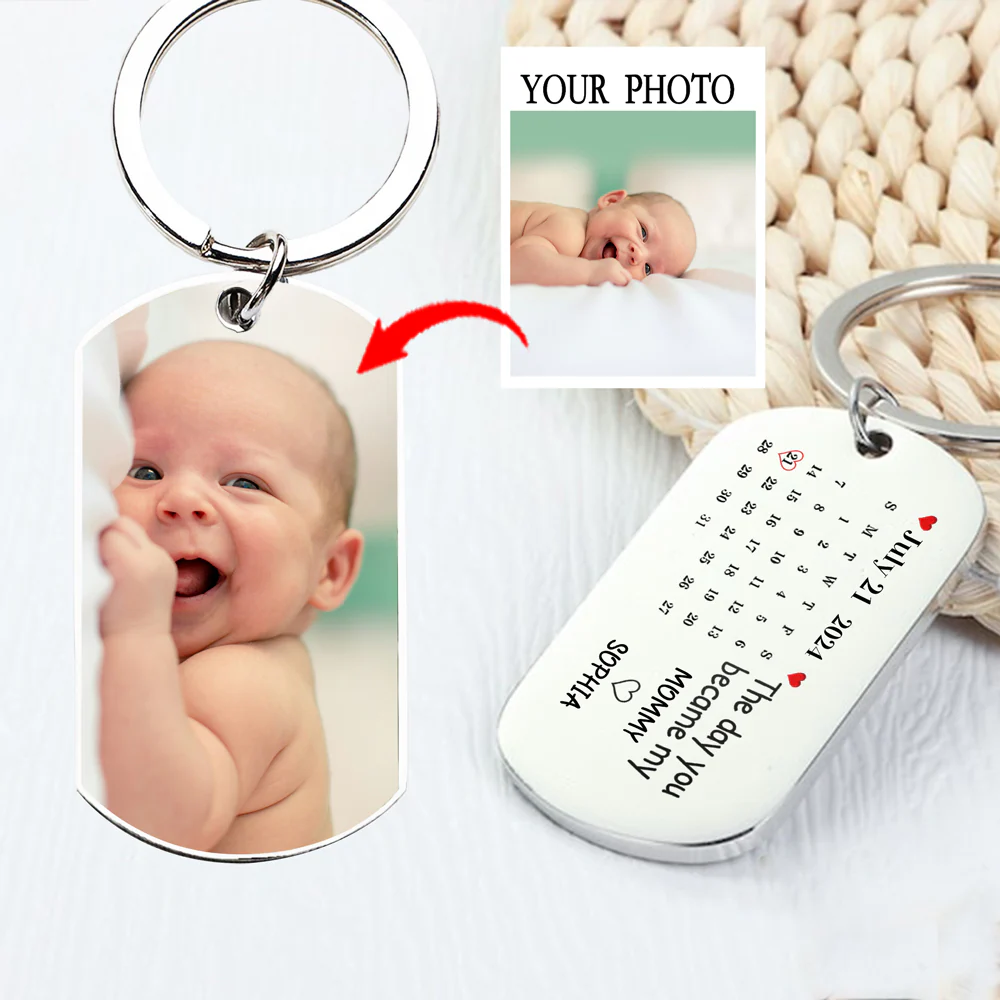 Mommy's Milestone - Custom 'The Day You Became My Mommy' Photo Calendar Keychain - A Personalized Keepsake - Image 3
