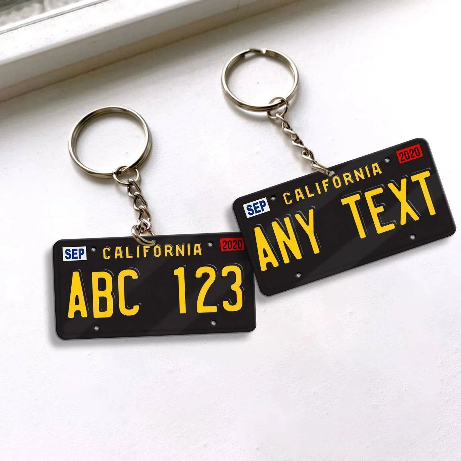 Golden State Charm - Custom California License Plate Keychain in Sleek Black Acrylic - Image 3