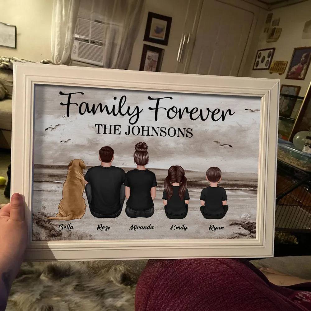 Family Forever Beach Design - Personalized Poster, Keychain, Wallet Card, and Pillow, Unique Gift - Image 6
