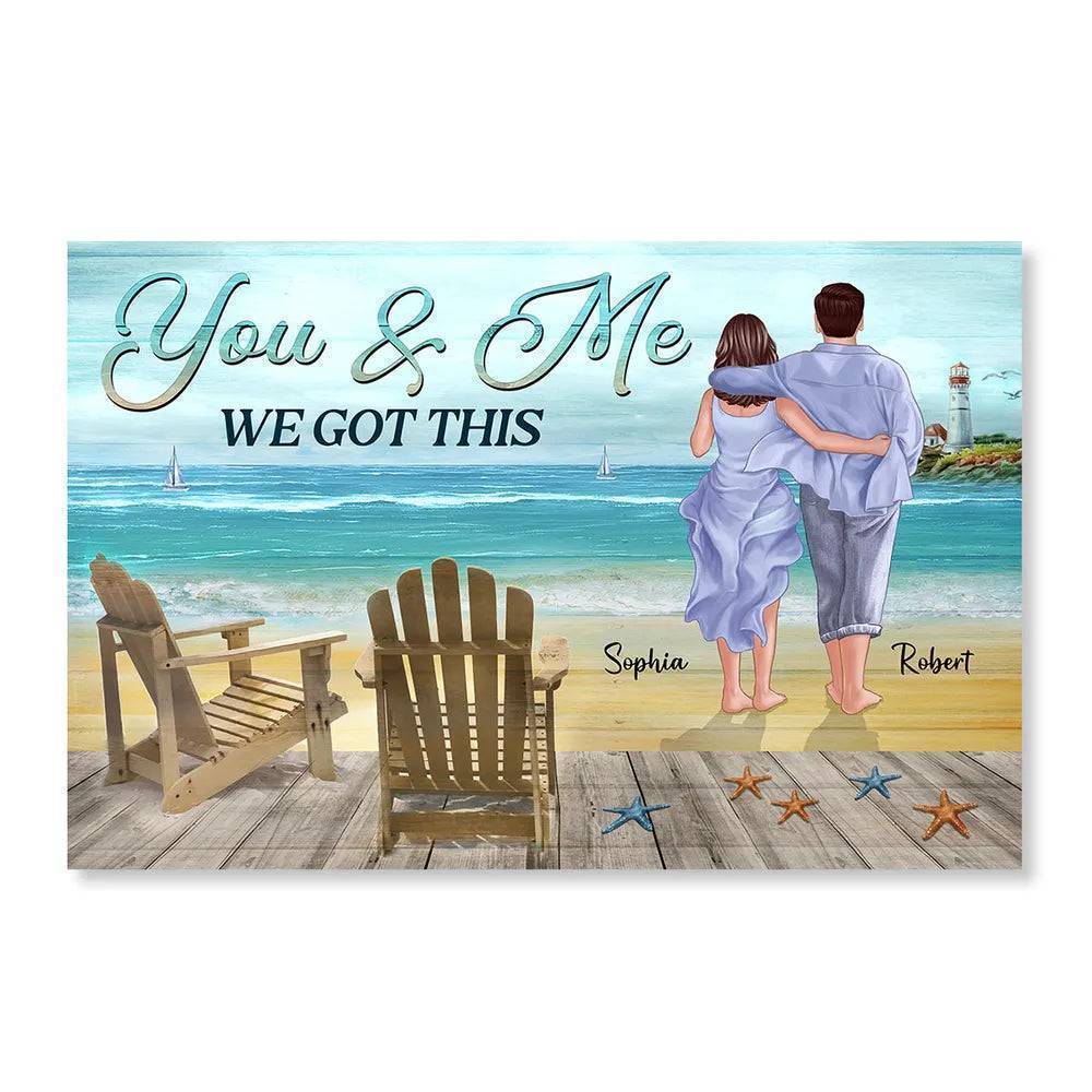 You & Me We Got This Back View Couple Walking On The Beach Personalized Horizontal Poster - Image 3