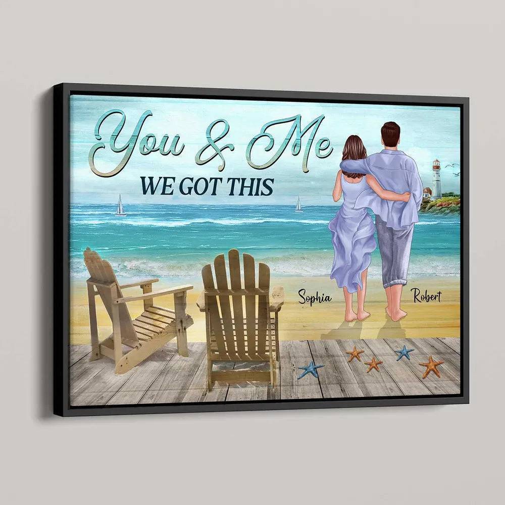 You & Me We Got This Back View Couple Walking On The Beach Personalized Horizontal Poster - Image 4