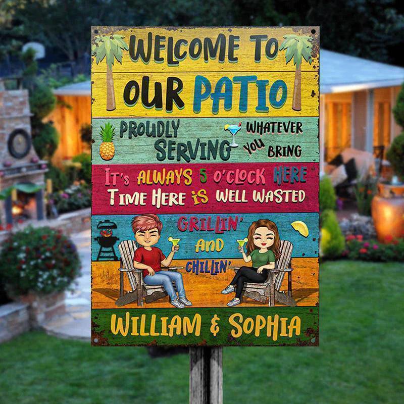 Patio Welcome Grilling Proudly Serving Whatever You Bring - Backyard Sign - Personalized Custom Classic Metal Signs(include nails) - Image 2
