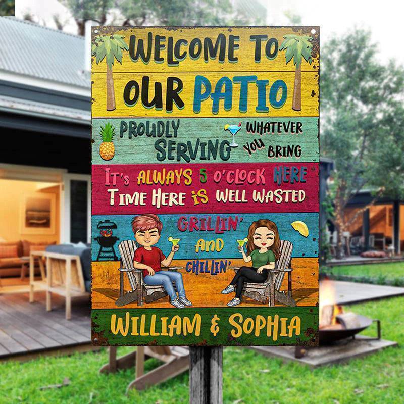 Patio Welcome Grilling Proudly Serving Whatever You Bring - Backyard Sign - Personalized Custom Classic Metal Signs(include nails) - Image 3