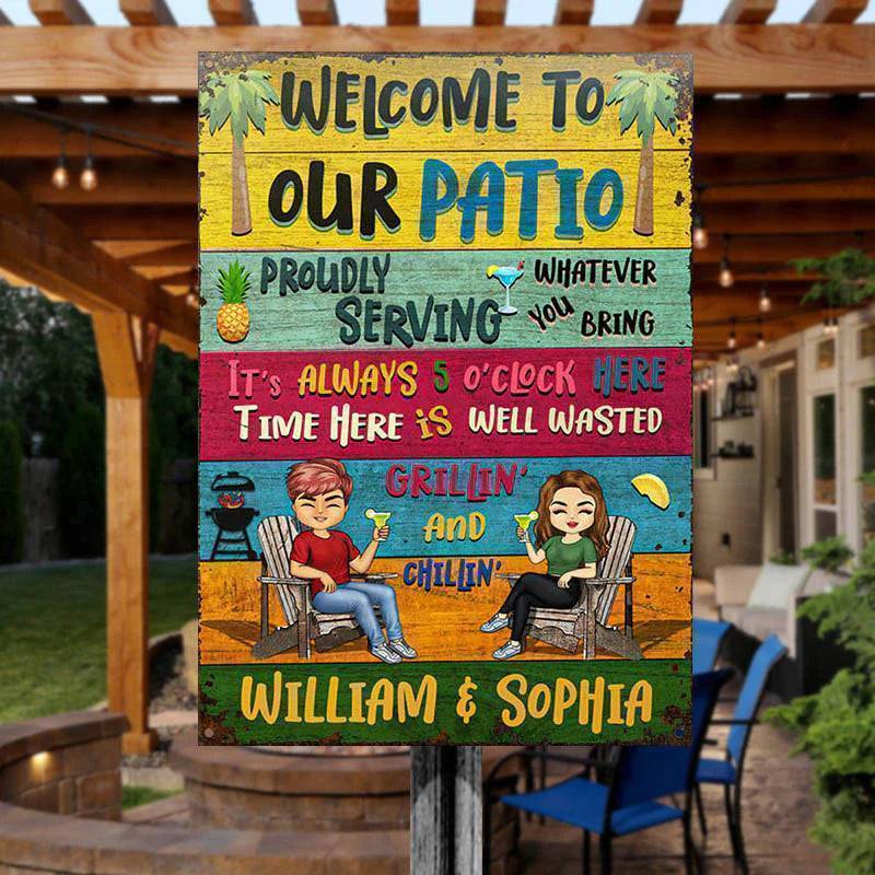 Patio Welcome Grilling Proudly Serving Whatever You Bring - Backyard Sign - Personalized Custom Classic Metal Signs(include nails) - Image 4