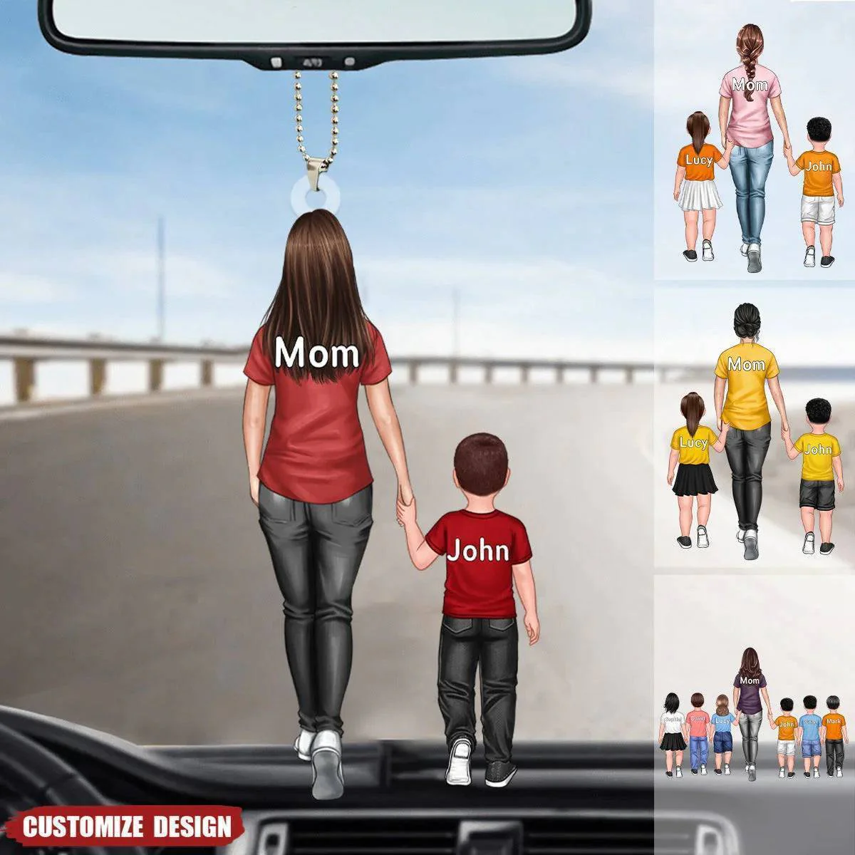 Personalized Dad/Grandpa/Mom/Nana With Kids Acrylic Keychain - Image 4
