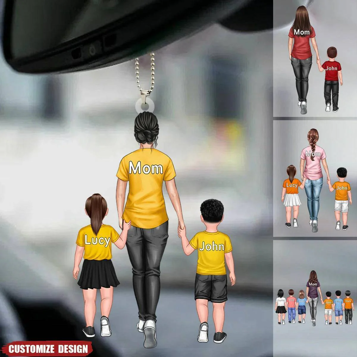 Personalized Dad/Grandpa/Mom/Nana With Kids Acrylic Keychain - Image 7