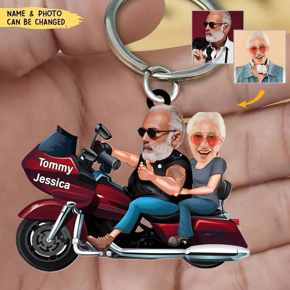 Custom Biker Couple Face Keychain, Gift For Couple, Valentine's Gift, Biker Gift - Image 4