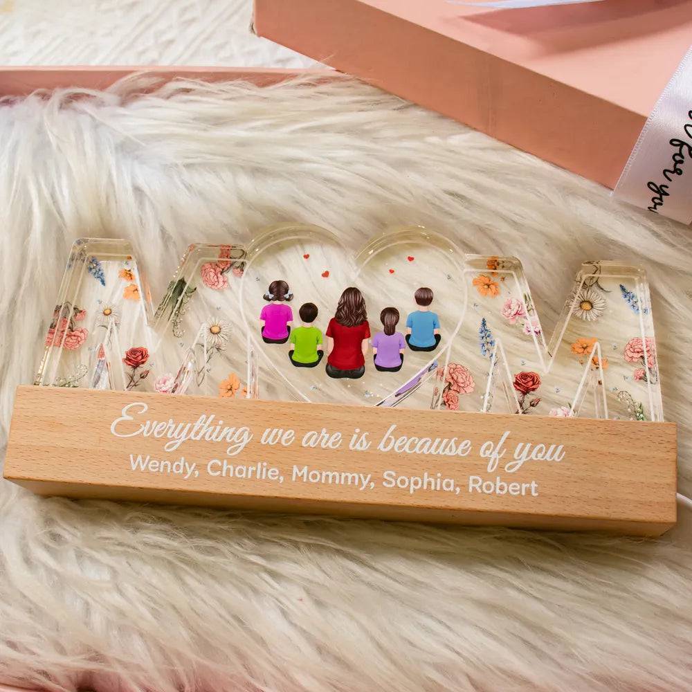 Heartlight Memories: Custom Family Glow, Custom Birth Month Flower Led Night Light - Image 5