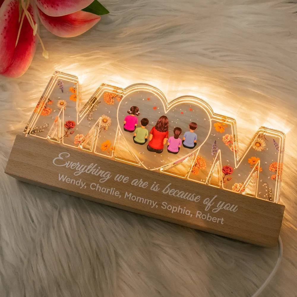 Heartlight Memories: Custom Family Glow, Custom Birth Month Flower Led Night Light - Image 8