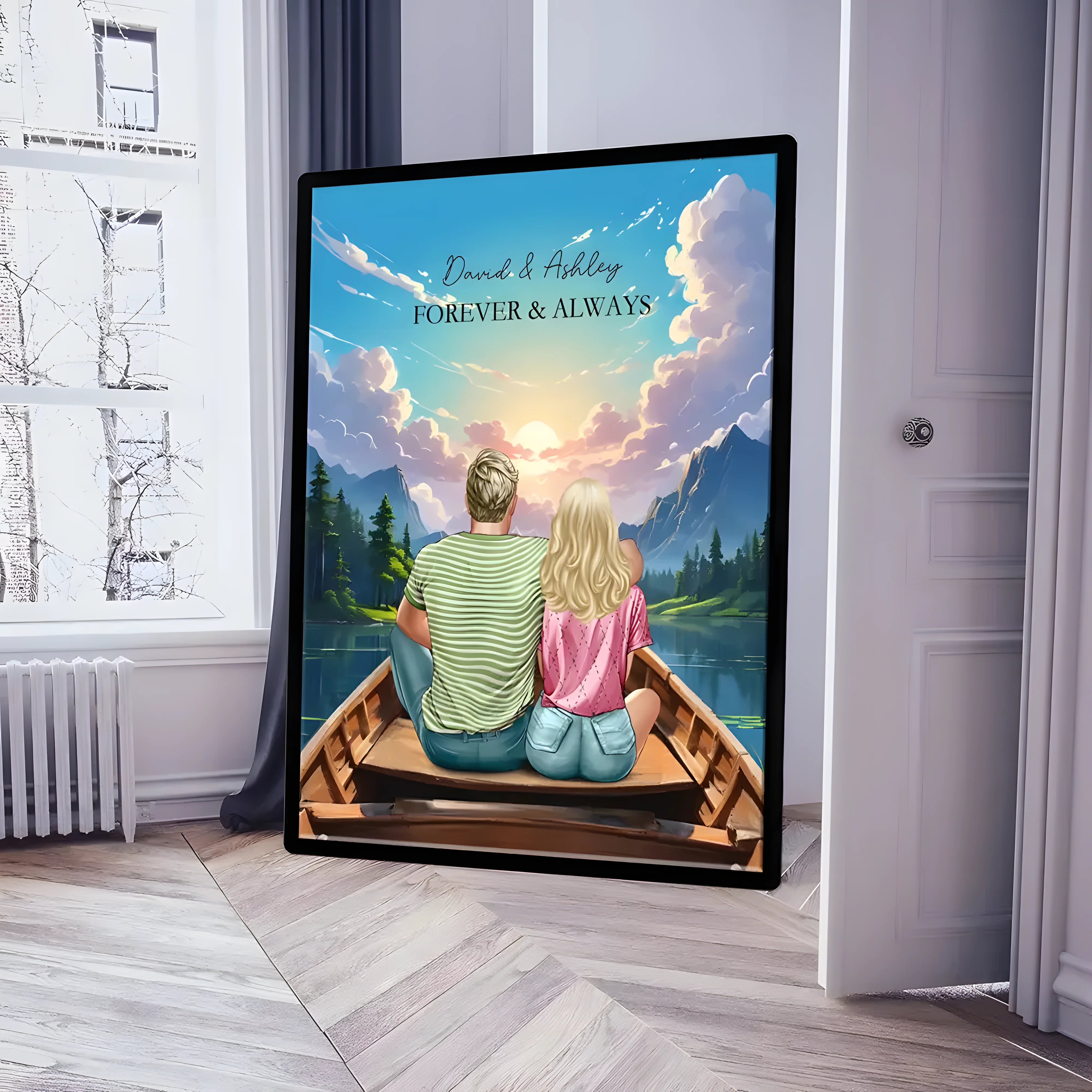 Together Always - Personalized Sunset Dock Scene Poster or Canvas - The Eternal Gift for Couples - Image 2