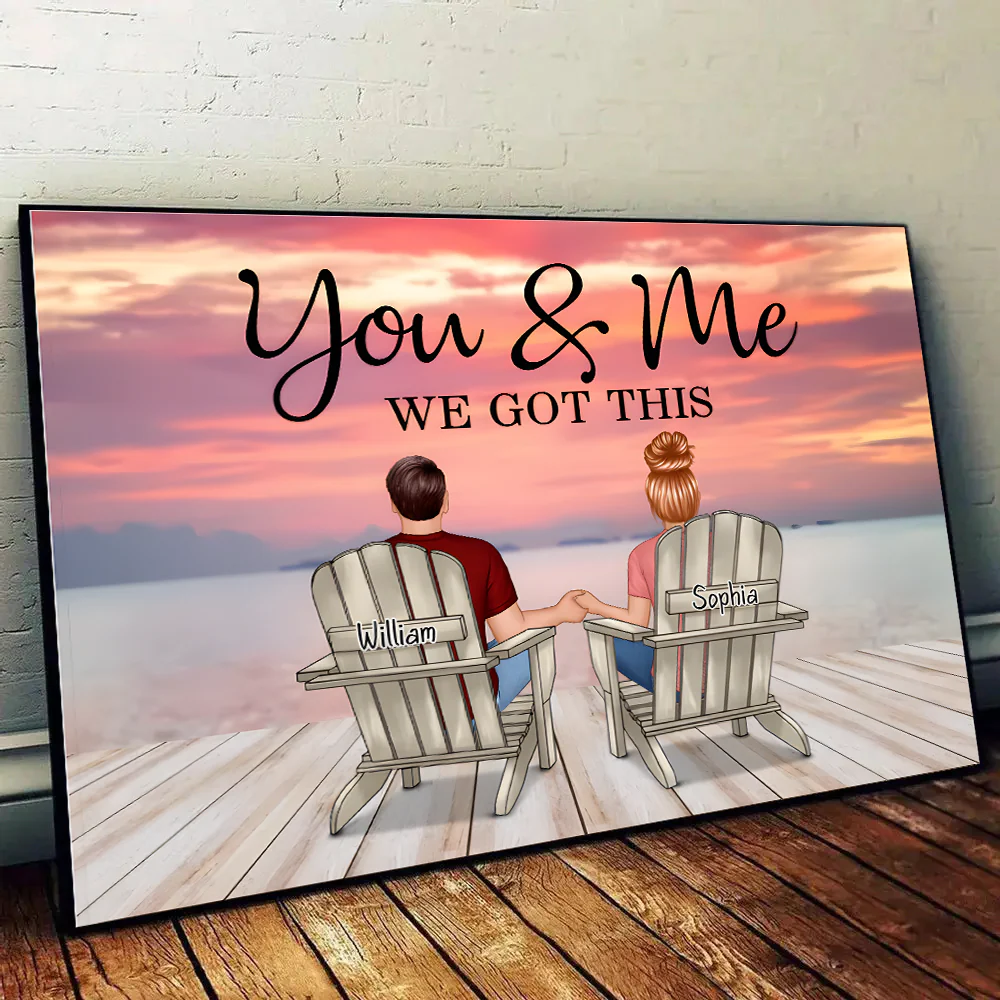 Seaside Memories - Personalized Vintage Beach Couple Poster or Canvas - A Timeless Anniversary Gift for Him & Her - Image 2