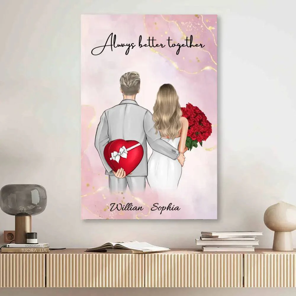 "Hearts in Harmony" - 'Always Better Together' Personalized Couple Poster/Canvas - A Sentimental Anniversary Gift - Image 2