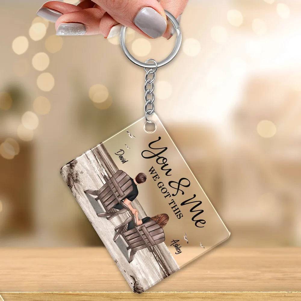 Seaside Memories - Personalized Vintage Beach Couple Acrylic Or Wooden Keychain - A Timeless Anniversary Gift for Him & Her - Image 3