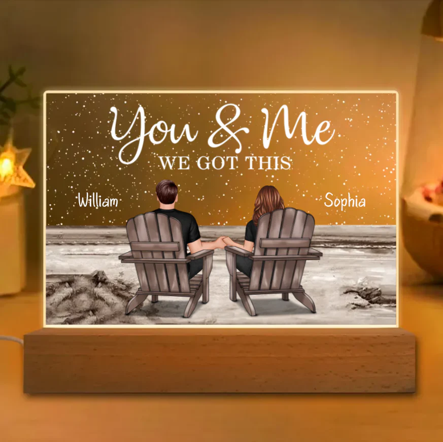 Seaside Memories - Personalized Vintage Beach Couple LED Light Plaque - A Timeless Anniversary Gift for Him & Her - Image 2