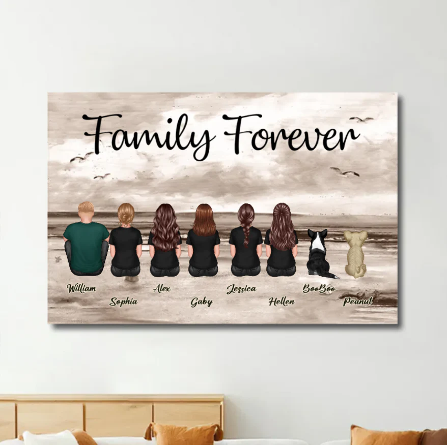 "Beach Landscape Family Sitting Back View Acrylic Or Wooden Car Hanger, Perfect Gift for Father's Day, for Dad or Grandpa" - Image 4