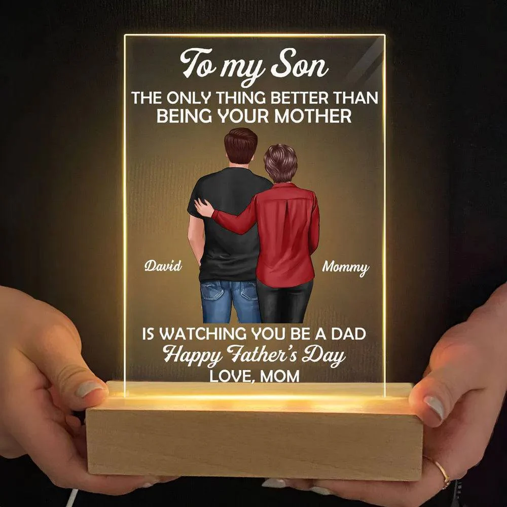 "To My Son - LED Or Acrylic Or Wooden Plaque Heartfelt Gift for Father's Day from Mom - Personalized Warm LED Night Light" - Image 5
