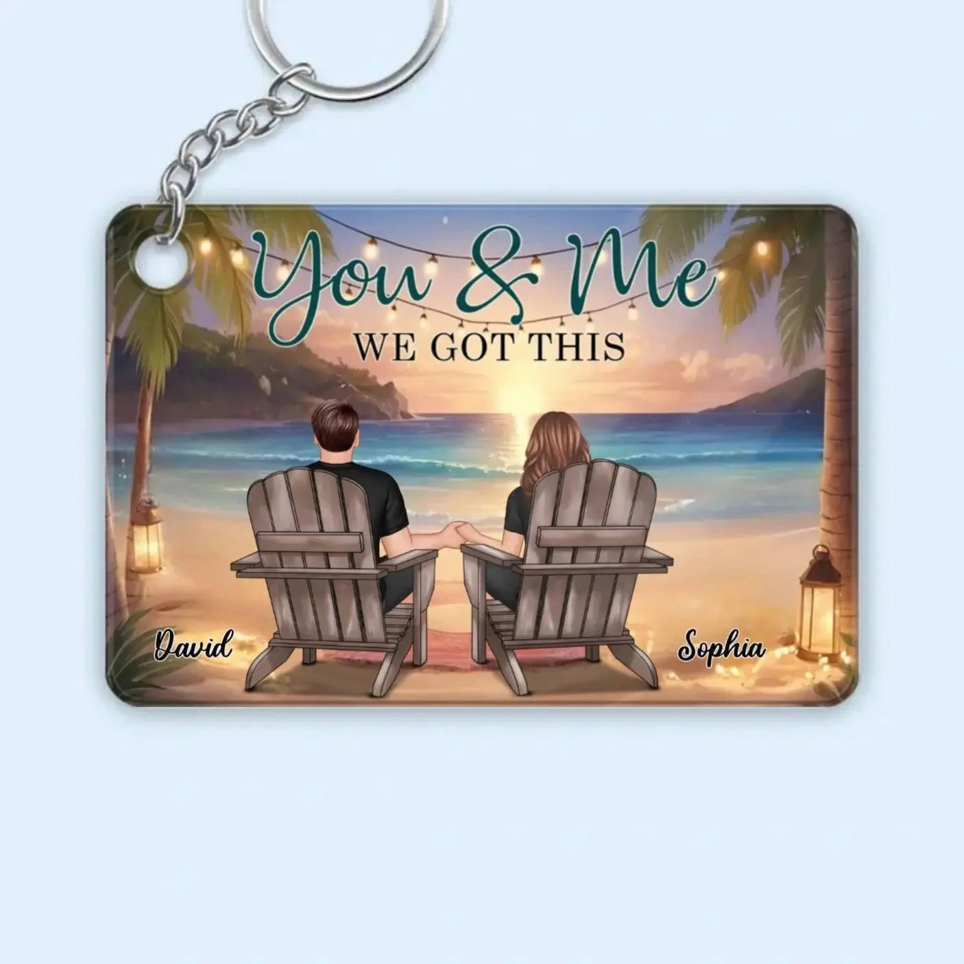 Back View Couple Sitting Beach View Personalized Horizontal Poster, Unique And Meaningful Gift For Couple - Image 2