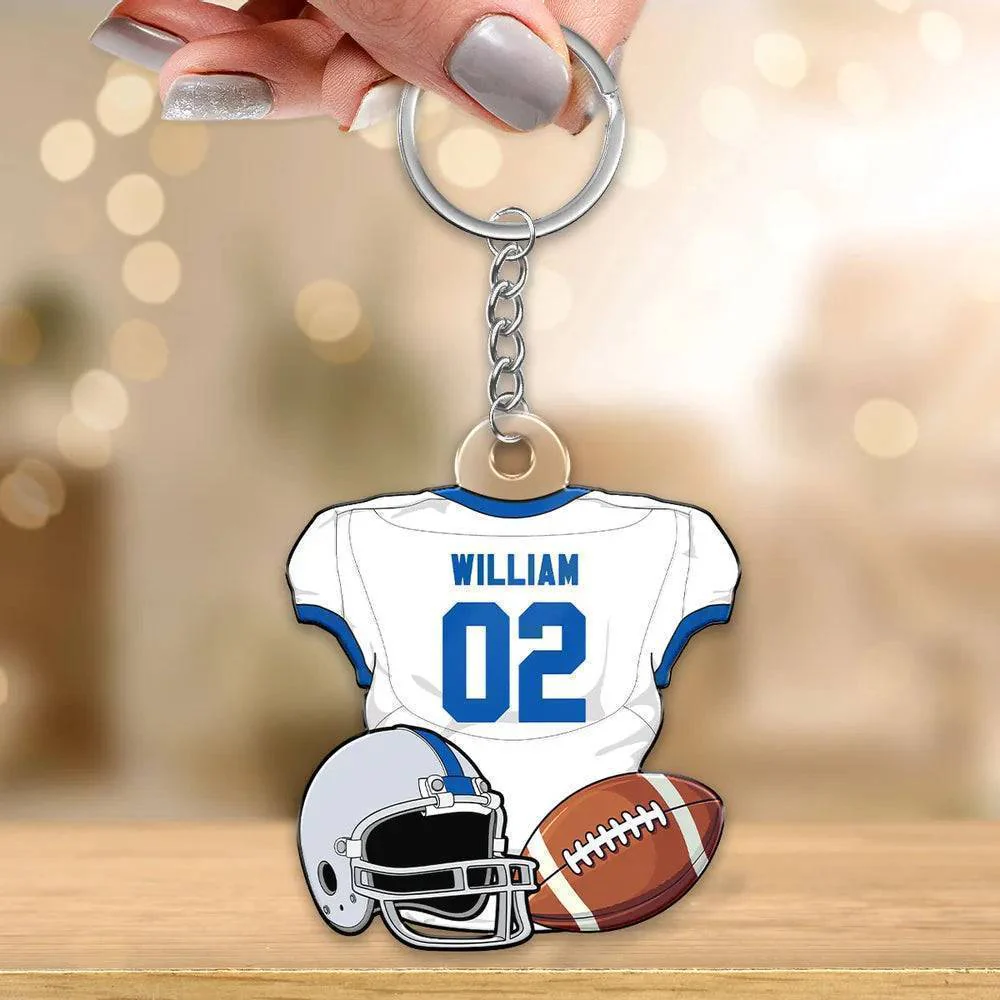 "Personalized Basketball, Soccer, American Football, Baseball Jersey Gift - Custom Acrylic Keychain for Sister, Son , Husband, Him - Perfect Sports Memorabilia Gift" - Image 3