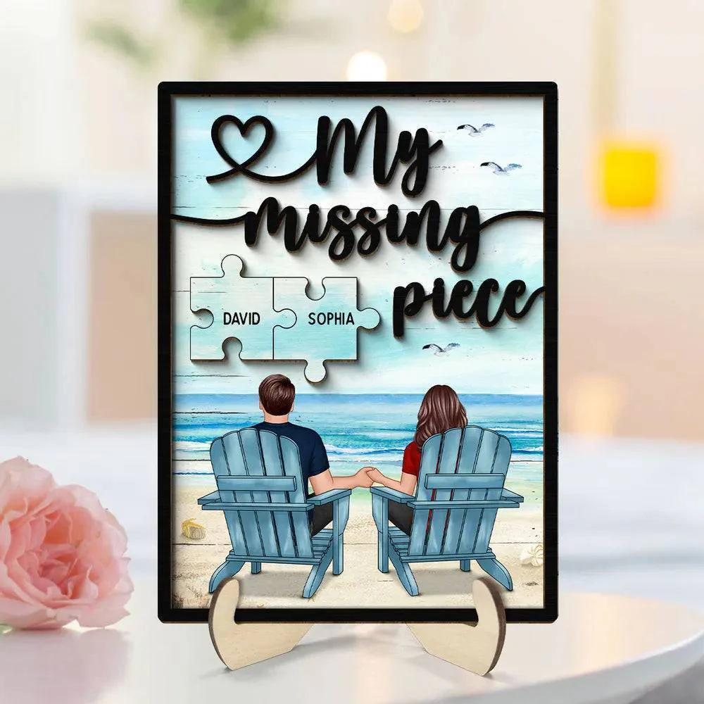 My Missing Piece - Custom Couple Beach Design Wooden, Acrylic or LED Plaque - Unique Gift - Image 2