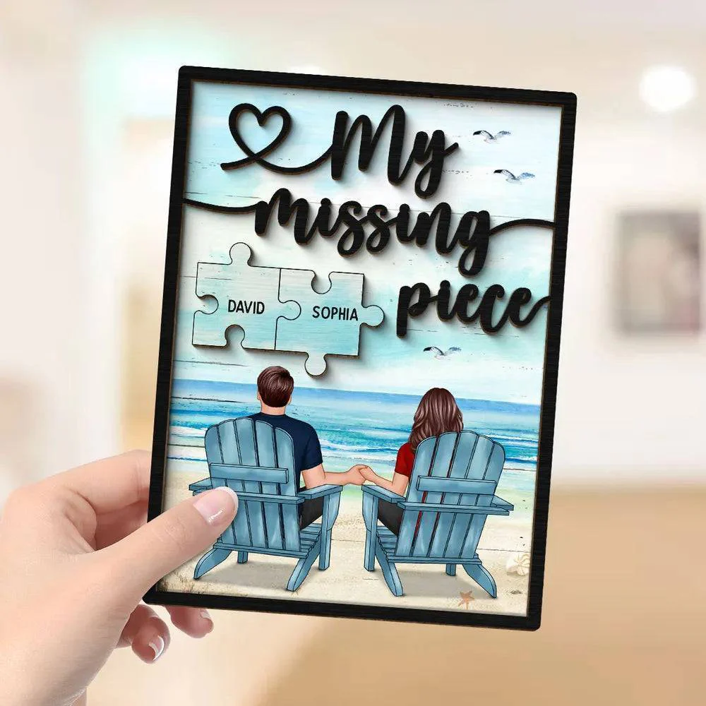 My Missing Piece - Custom Couple Beach Design Wooden, Acrylic or LED Plaque - Unique Gift - Image 9