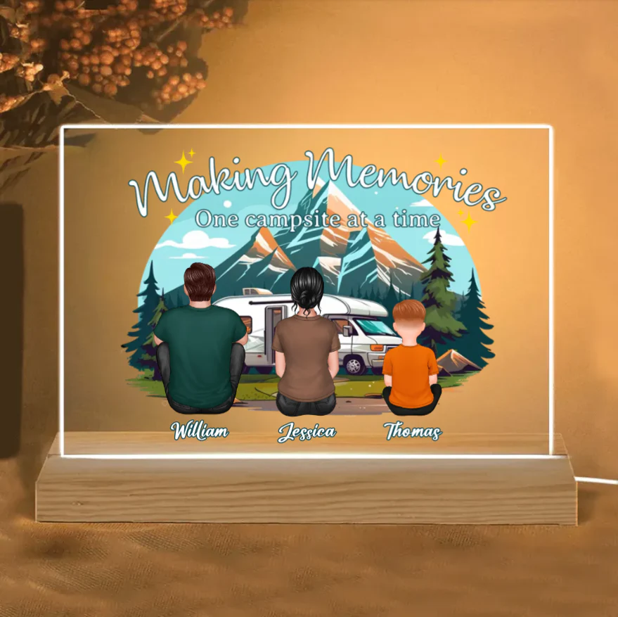 Camping Family Back View Design - Personalized Keychain, Poster, Car Hanger, Wallet Card, Pillow, and Sticker, Unique Gift - Image 4