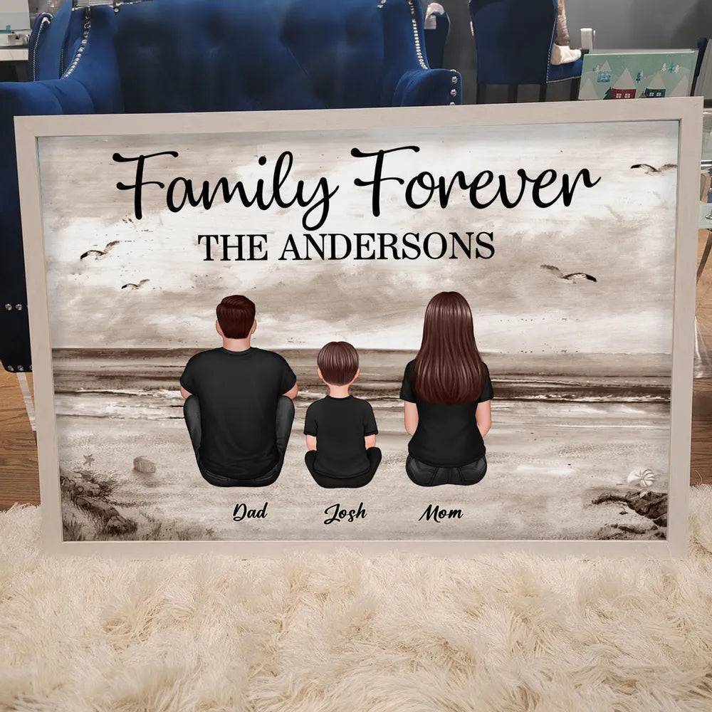 Family Forever Beach Design - Personalized Wallet Card, Blanket, Cotton Tote Bag, Wooden Carhanger, LED Plaque, Keychain and Poster, Unique Gift - Image 10