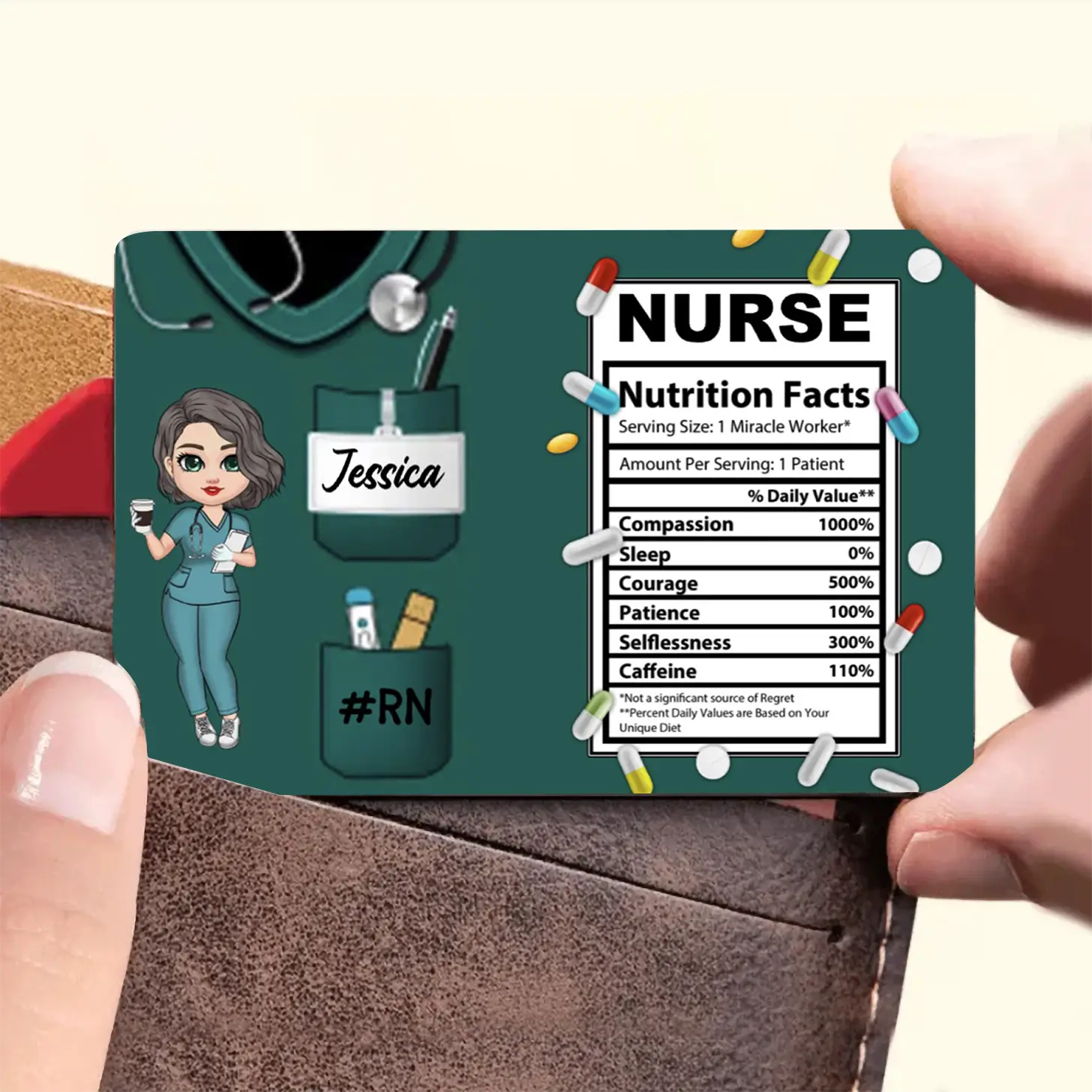 Personalized Nurse Nutrition Facts Cup, Wallet Card, Pillow,Plaque - Perfect Gift for Healthcare Heroes - Image 5