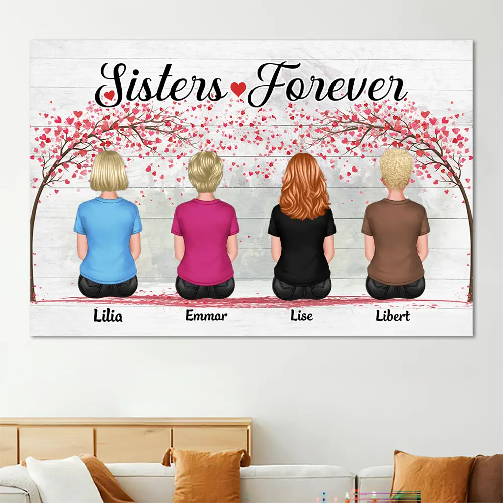 Sister Back View Design - Personalized Poster, Pillow, Wall Art, Home Decor, Unique Gift for Sisters - Image 2