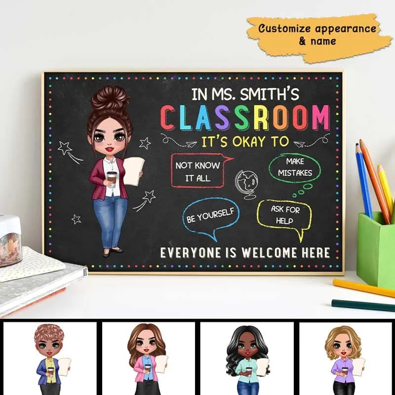 In Teacher's Classroom - It's Okay To Make Mistakes - Personalized Poster, Plaque, Sign, and Stationery Gift Set - Image 2