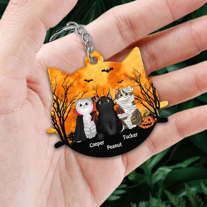 Personalized Halloween Cat Face Shaped Keychain, Car Hanger, Pillow, and Sign - Perfect Gift for Cat Lovers - Image 4