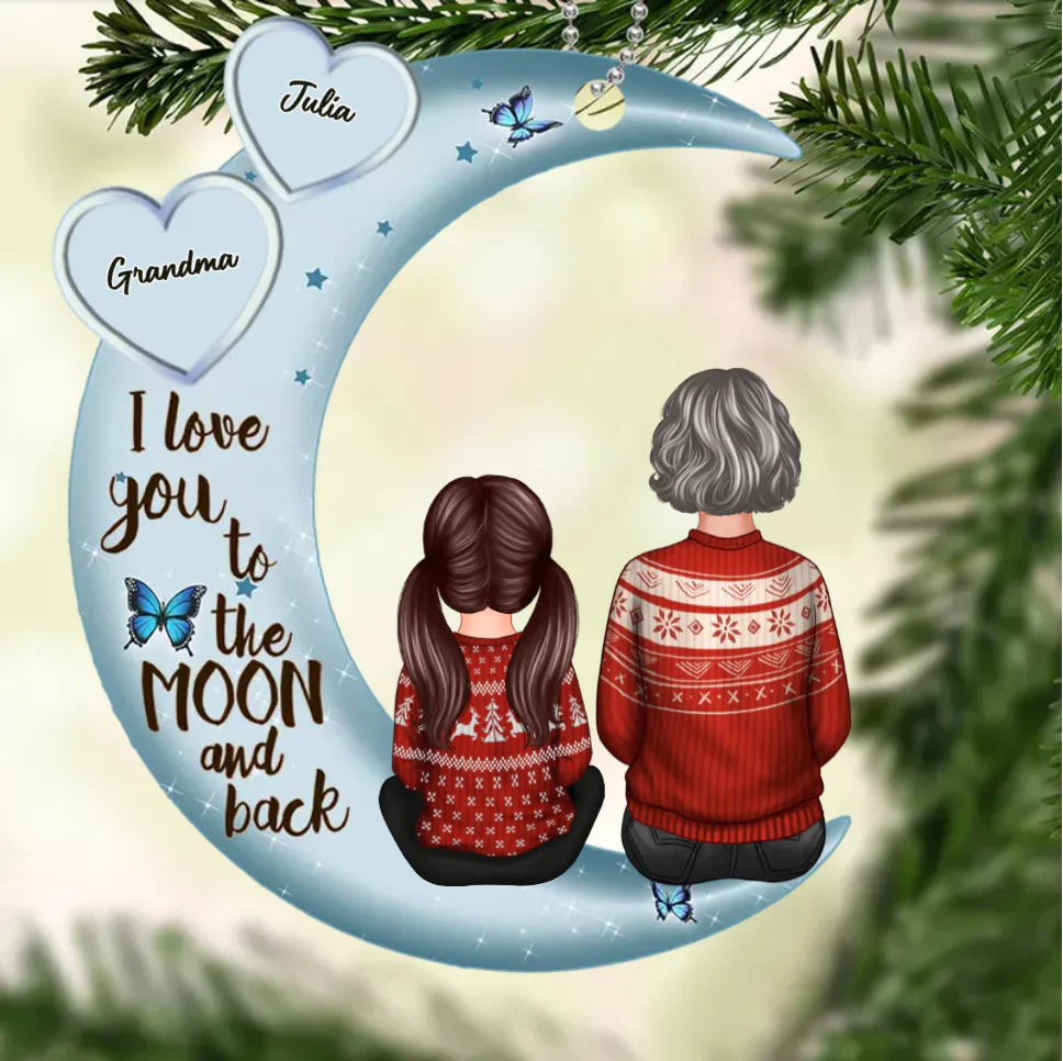 Personalized Family Ornament and Plaque - I Love You to the Moon and Back - Heartwarming Gift for Grandparents and Grandchildren - Image 3