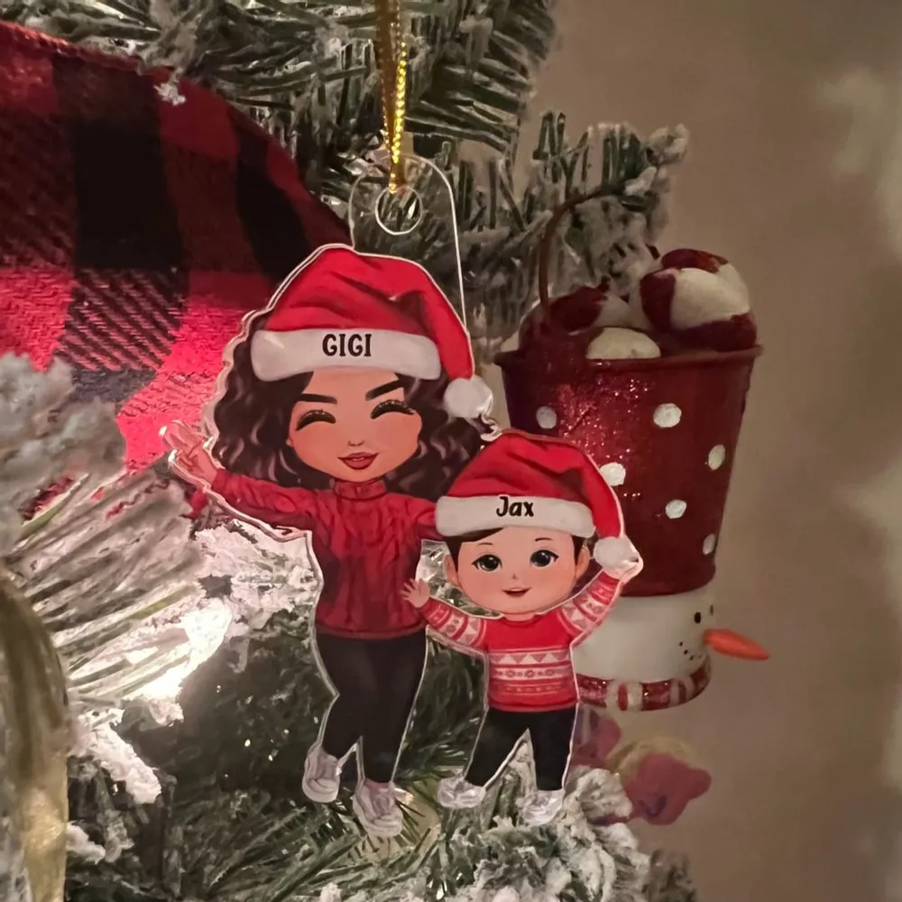 Happy Christmas Doll Grandma Grandkids Gift For Granddaughter Grandson Personalized Personalized Acrylic & Wooden Ornament - Image 3