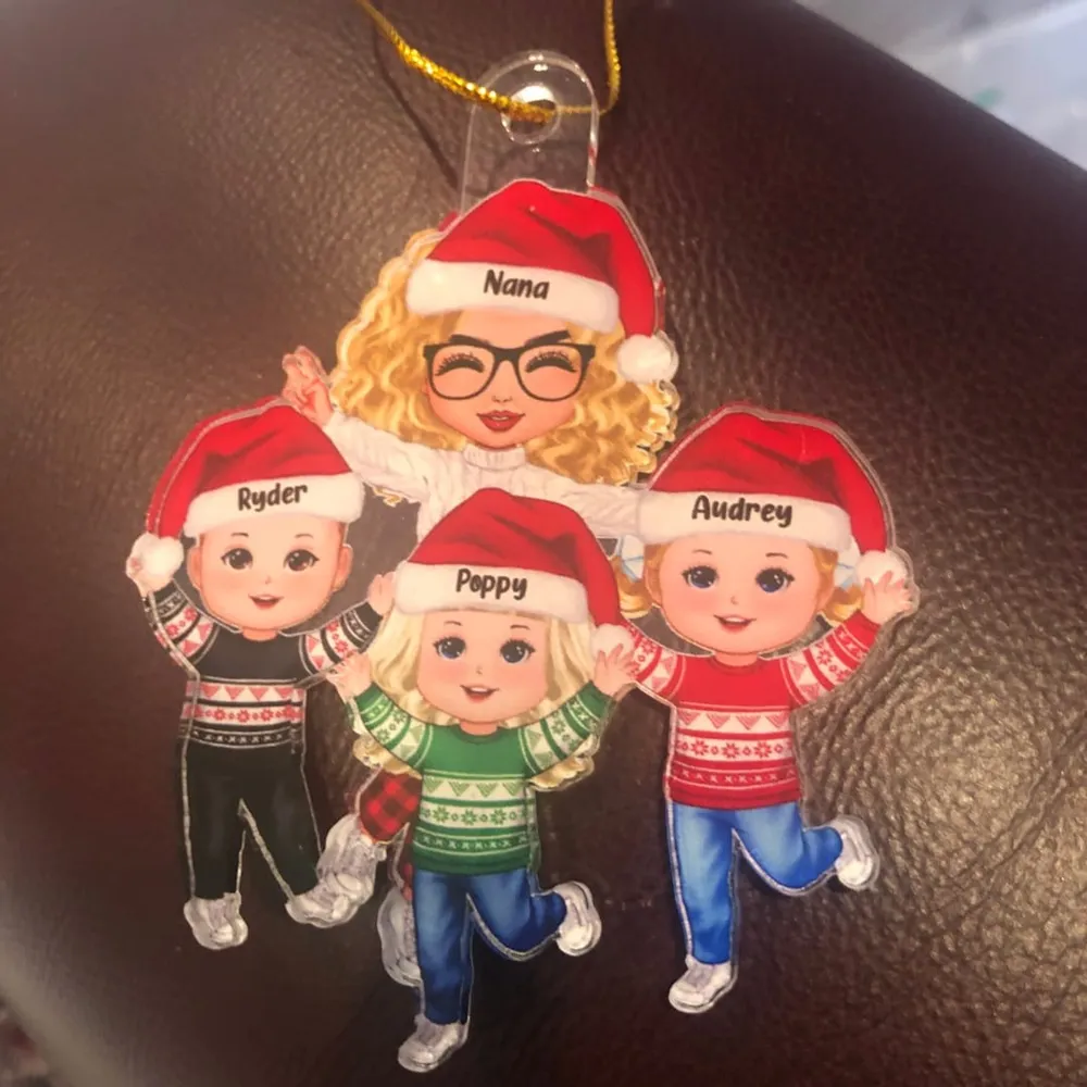 Happy Christmas Doll Grandma Grandkids Gift For Granddaughter Grandson Personalized Personalized Acrylic & Wooden Ornament - Image 4