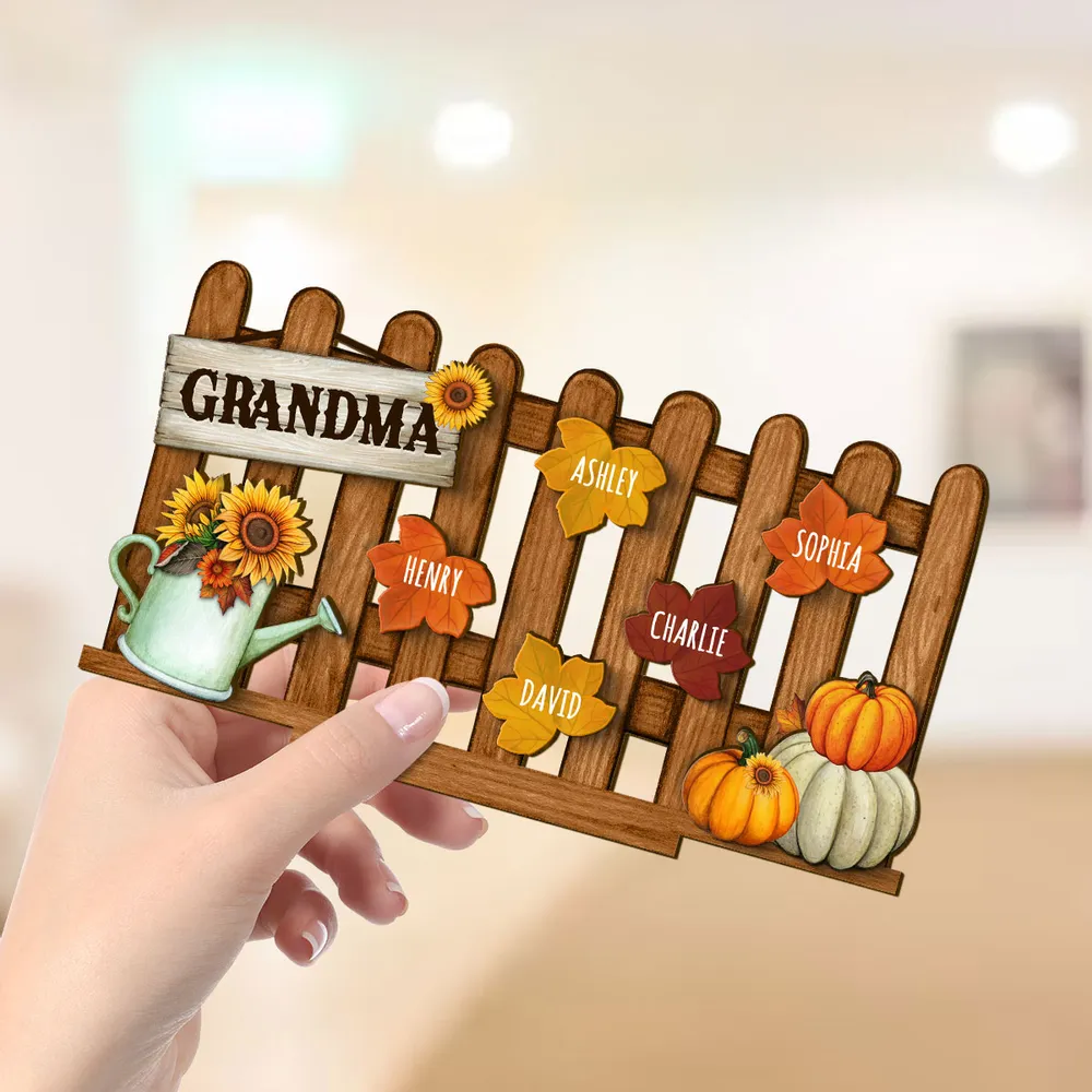 Personalized Grandma's Garden Fall Leaves Plaque, Keychain,  Blanket,  Sign - Perfect Fall Season Decor and Gift - Image 4