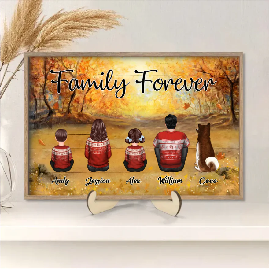 Beach Landscape Family Sitting Back View - Personalized Keychain or Poster or Plaque or Car Hanger or Pillow or Wallet or Wallet Card or Cap or Cup- Ideal Gift for Loved Ones - Image 4