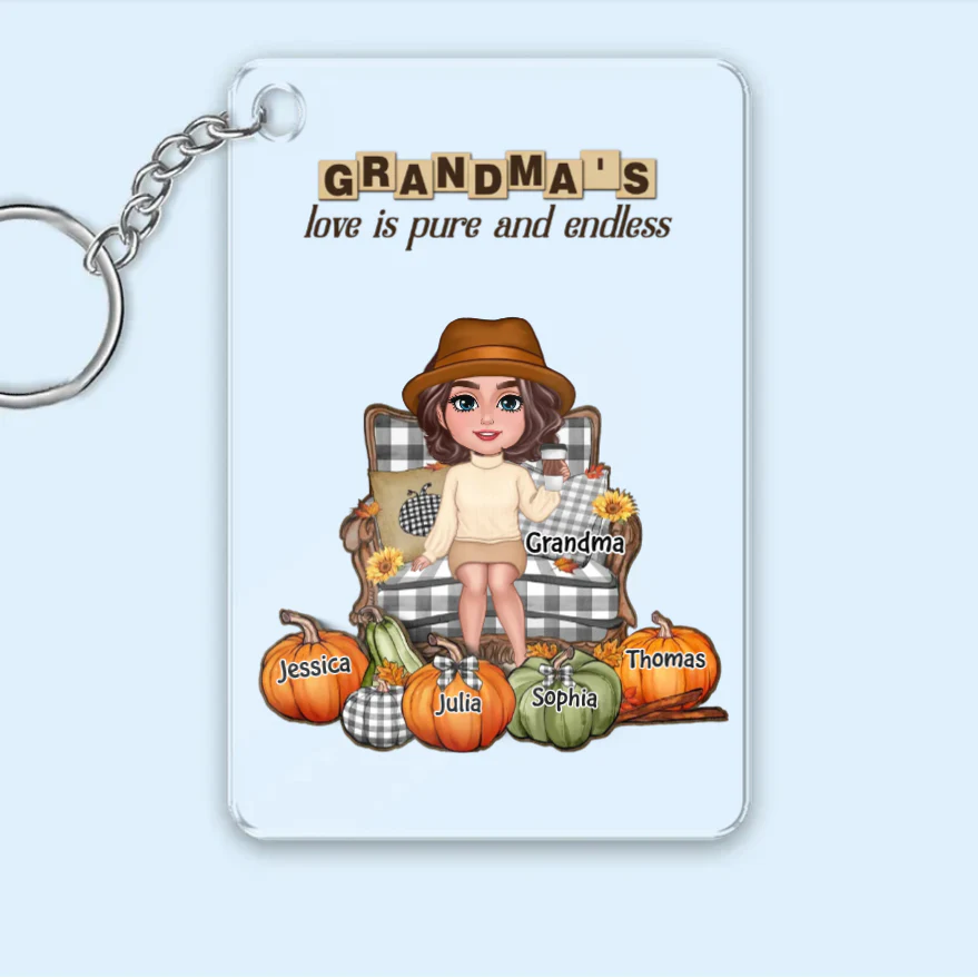 "Personalized Grandma's Autumn Pumpkin Plaque, Poster, Keychain, Ornament, Pillow & Blanket and Cup - A Heartwarming Gift for Loved Ones" - Image 3