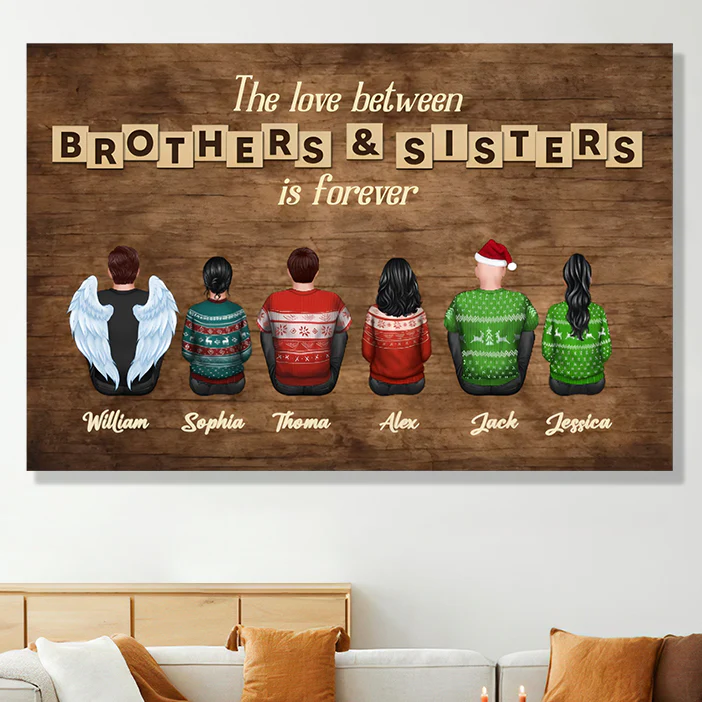 Personalized Brothers & Sisters Forever Poster or Canvas, Keychain, Plaque, Car Hanger, Wallet Card - Perfect Gift for Siblings, Memorial Keepsake - Image 5