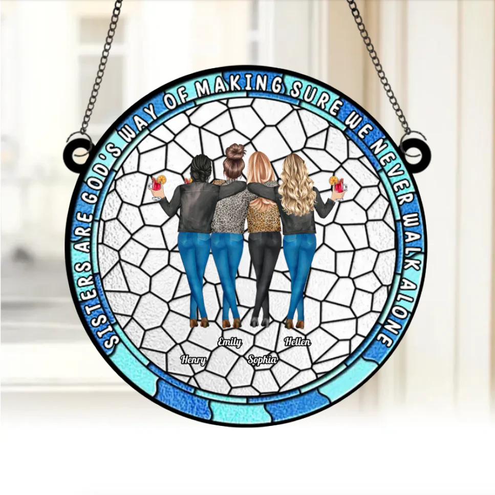 Personalized Best Friends Stained Gift - Custom Friendship Ornament or Keychain - Unique Gift for Sisters, Friends - Image 2